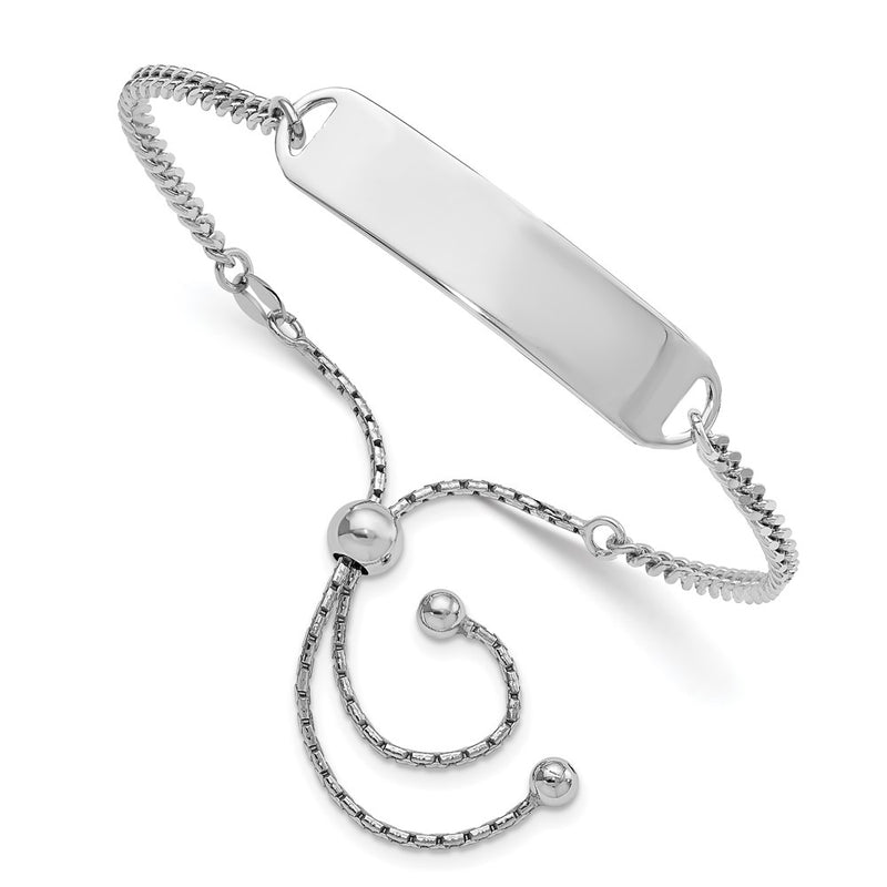 10 Inch Sterling Silver Rhodium-Plated Id Adjustable 6In To 10In Bracelet