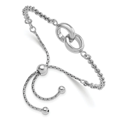 9 Inch Sterling Silver Rhodium-Plated Fancy Link Adjustable 4- 9In Bracelet