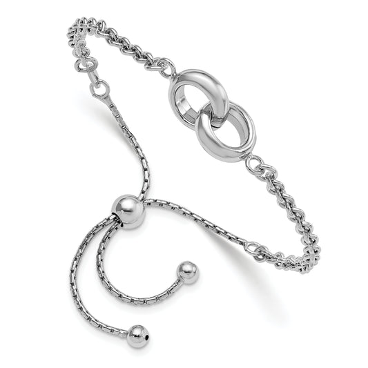 9 Inch Sterling Silver Rhodium-Plated Fancy Link Adjustable 4- 9In Bracelet