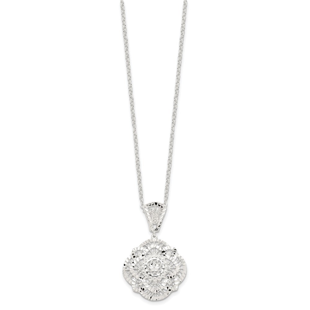 Sterling Silver Diamond Cut Fancy Necklace