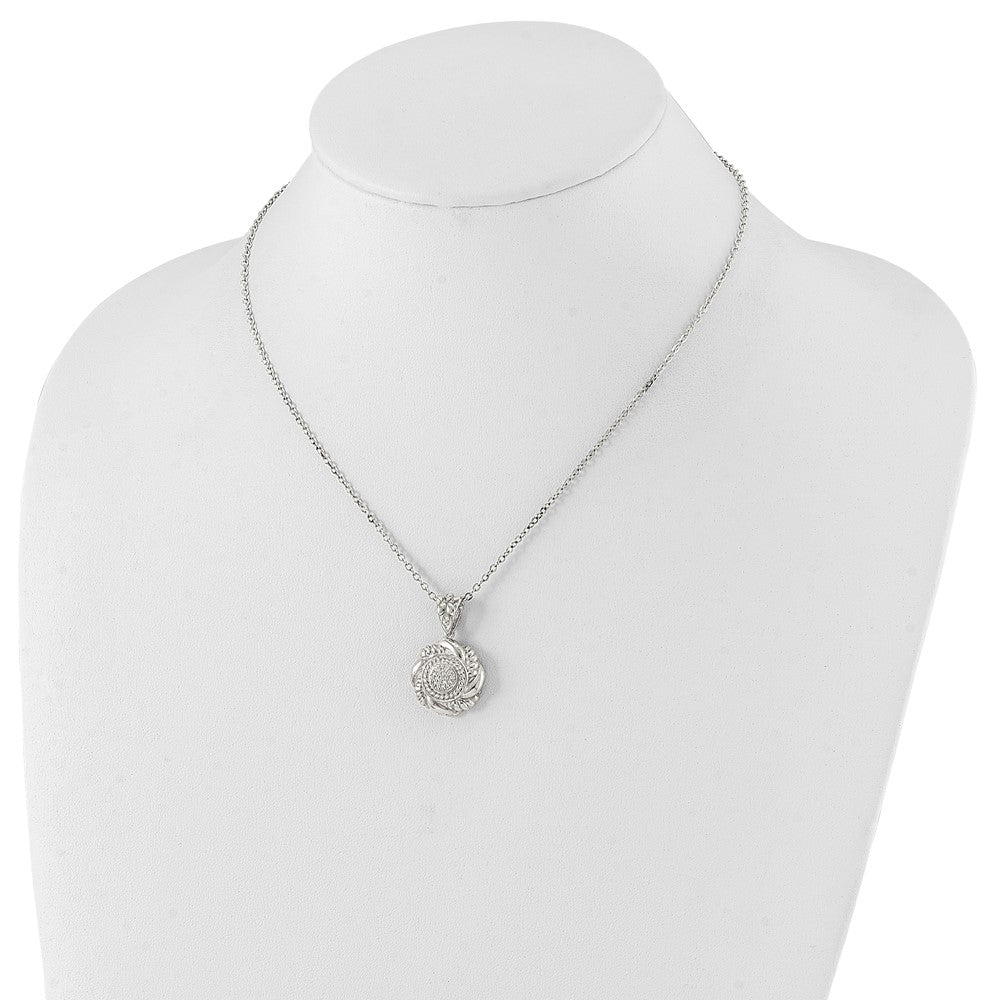 Sterling Silver Polished Fancy Twisted Cz Circle Necklace