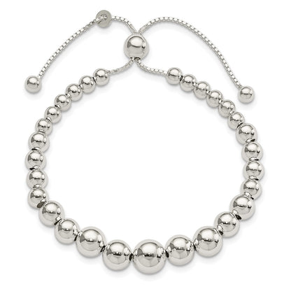 8.5 Inch Sterling Silver Graduated Beads Adjustable Bracelet