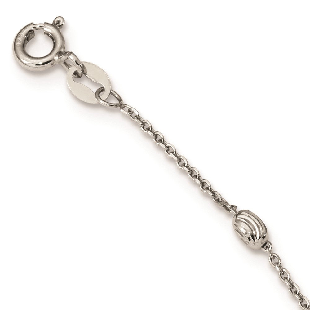 Sterling Silver Rhodium-Plated Diamond-Cut Beaded Necklace