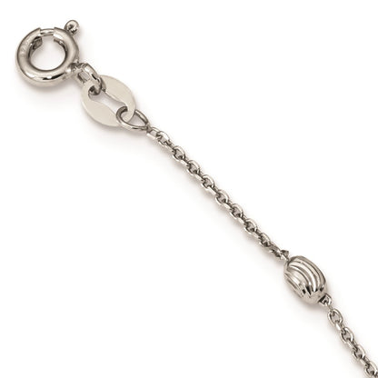 Sterling Silver Rhodium-Plated Diamond-Cut Beaded Necklace