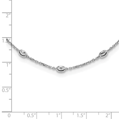 Sterling Silver Rhodium-Plated Diamond-Cut Beaded Necklace