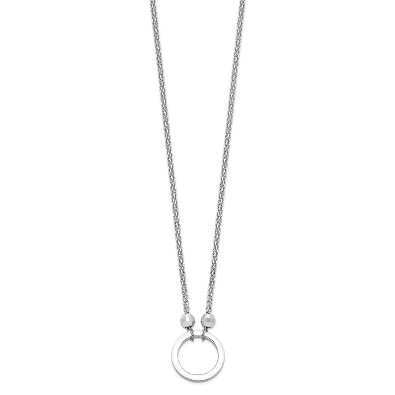 Sterling Silver Rhodium-Plated Circle W/Diamond-Cut Beads Necklace
