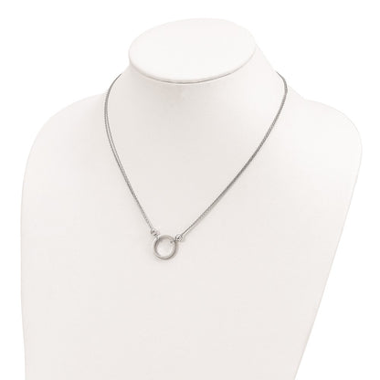 Sterling Silver Rhodium-Plated Circle W/Diamond-Cut Beads Necklace