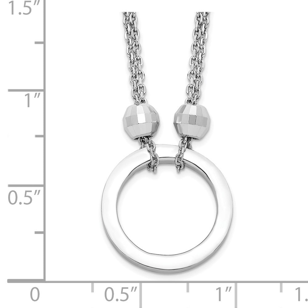 Sterling Silver Rhodium-Plated Circle W/Diamond-Cut Beads Necklace
