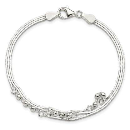 7.5 Inch Sterling Silver Polished 3-Strand 7.5In Bracelet