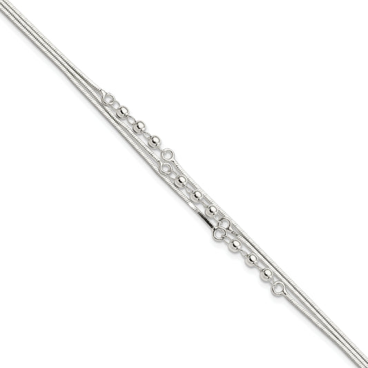 7.5 Inch Sterling Silver Polished 3-Strand 7.5In Bracelet