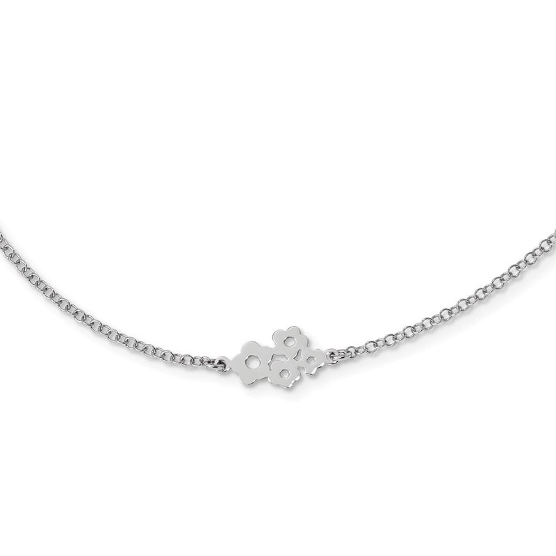 Sterling Silver Rhodium-Plated 6 Station Flower Necklace