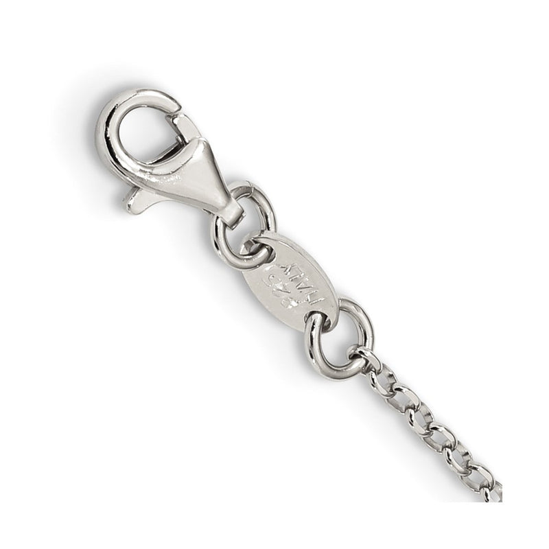 Sterling Silver Polished Cz Heart Necklace