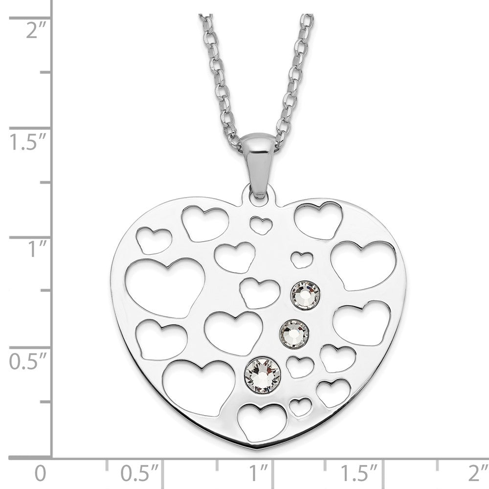 Sterling Silver Polished Cz Heart Necklace