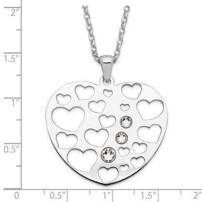 Sterling Silver Polished Cz Heart Necklace
