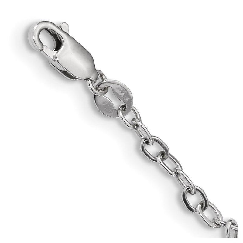 Sterling Silver Rhodium-Plated Polished Cz Heart Necklace