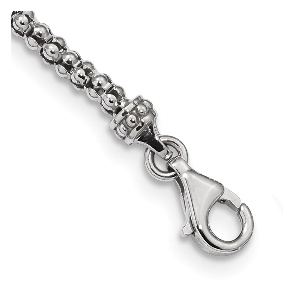Sterling Silver Rhodium-Plated Cz Heart Dangle Necklace