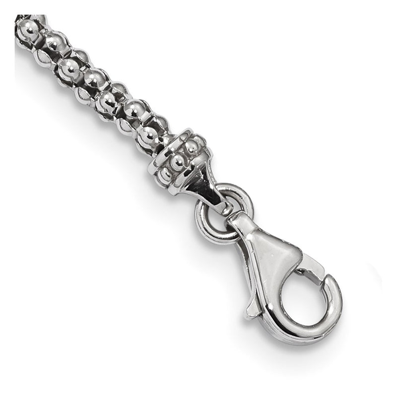 Sterling Silver Rhodium-Plated Cz Heart Dangle Necklace
