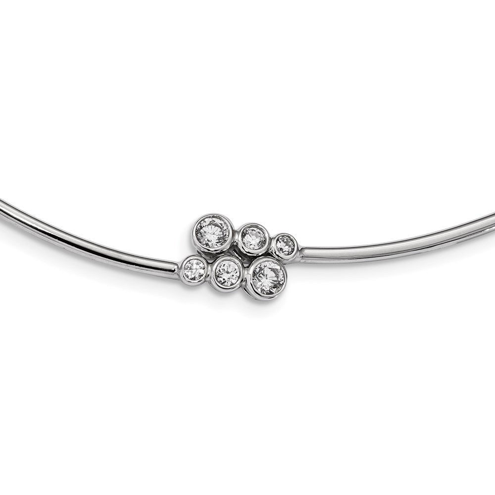 Sterling Silver Rhodium-Plated Cz Hinged Neck Wire