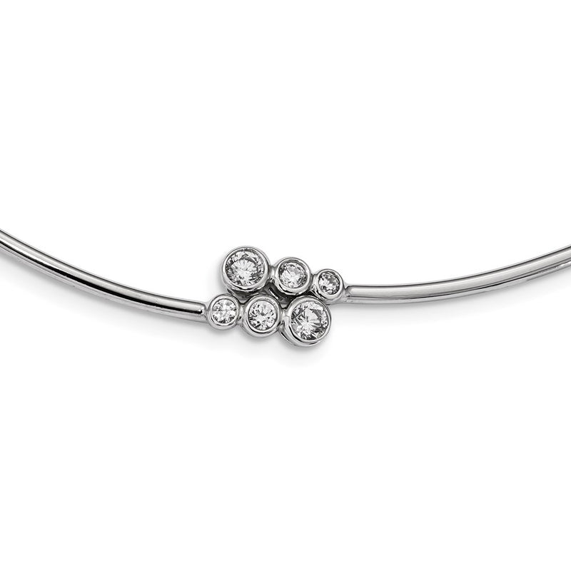 Sterling Silver Rhodium-Plated Cz Hinged Neck Wire