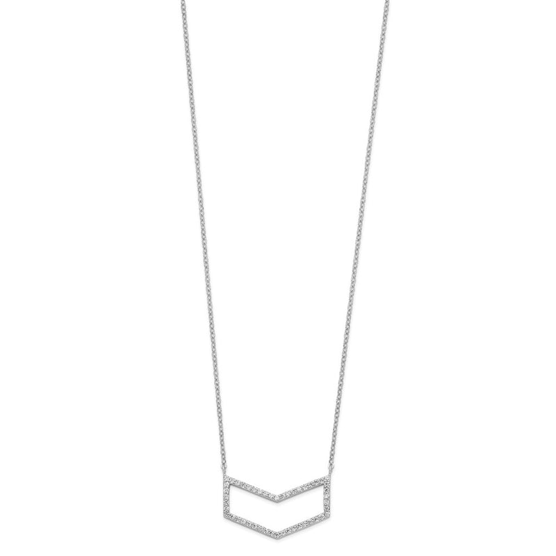 Sterling Silver Rhodium-Plated Cz Necklace