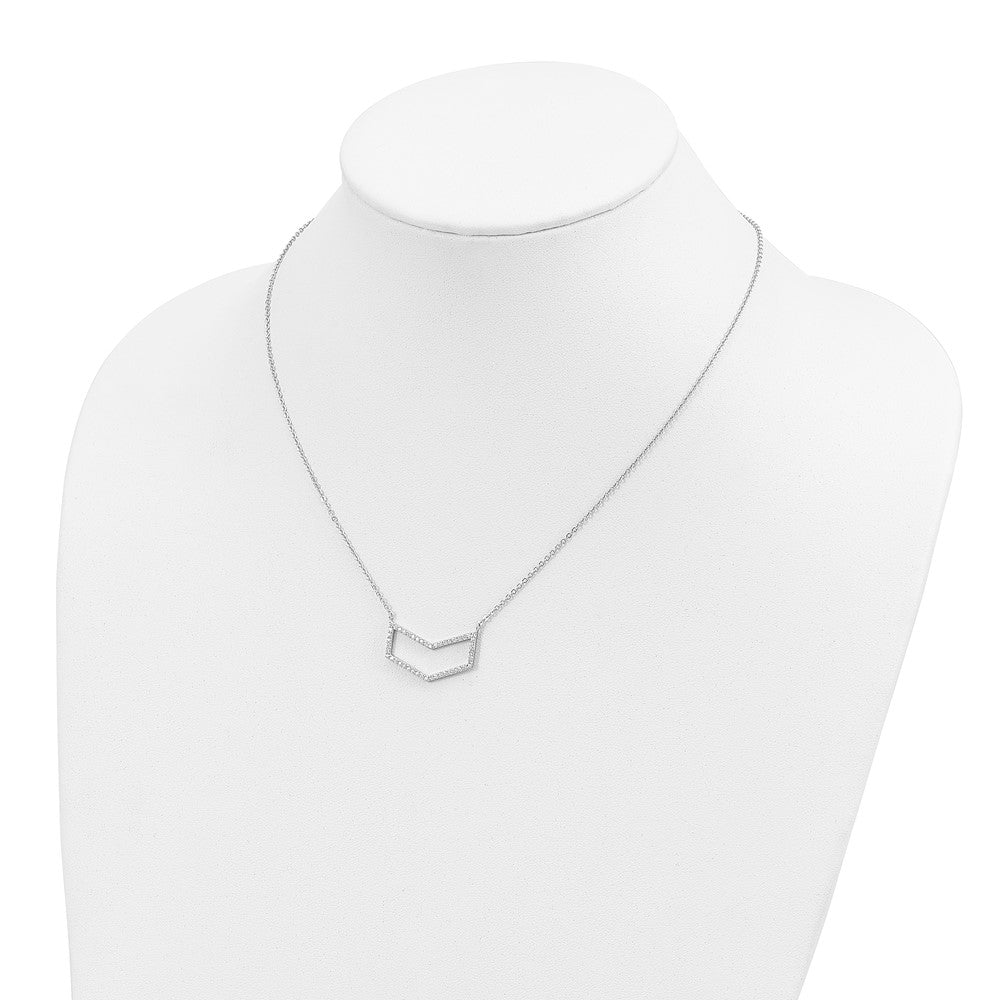 Sterling Silver Rhodium-Plated Cz Necklace