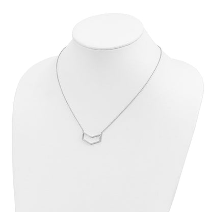 Sterling Silver Rhodium-Plated Cz Necklace