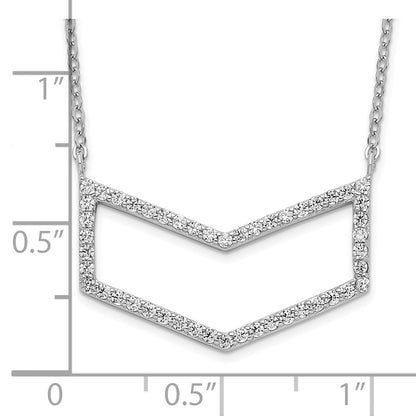 Sterling Silver Rhodium-Plated Cz Necklace
