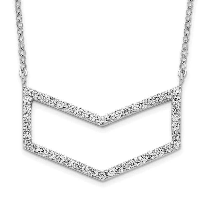 Sterling Silver Rhodium-Plated Cz Necklace