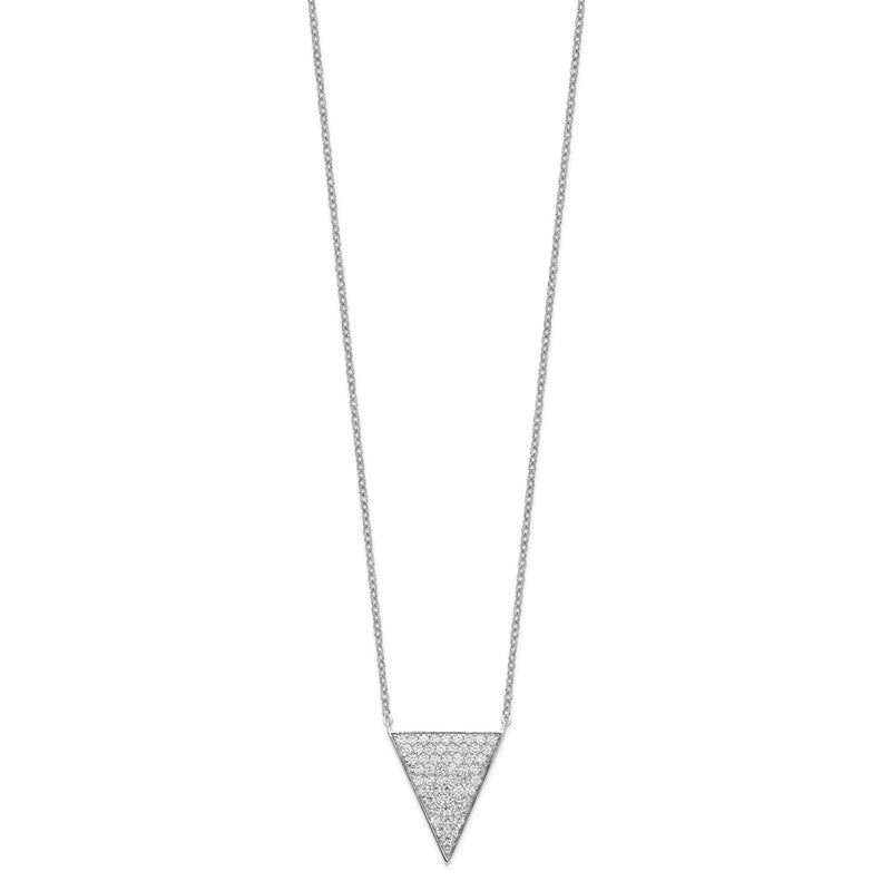 Sterling Silver Rhodium-Plated Cz Triangle Dangle Necklace
