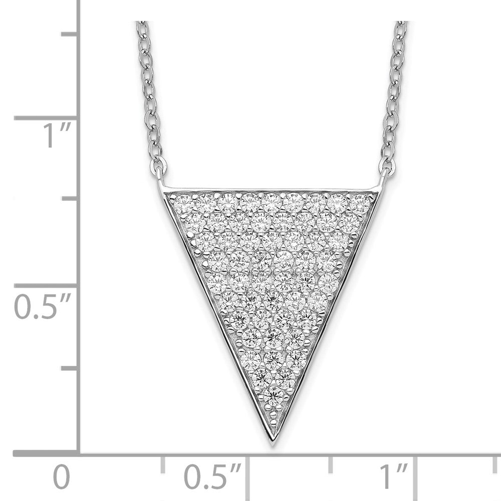 Sterling Silver Rhodium-Plated Cz Triangle Dangle Necklace