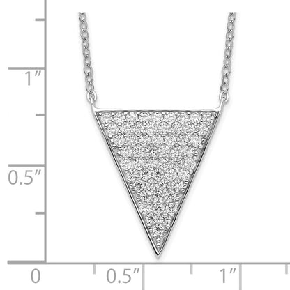 Sterling Silver Rhodium-Plated Cz Triangle Dangle Necklace