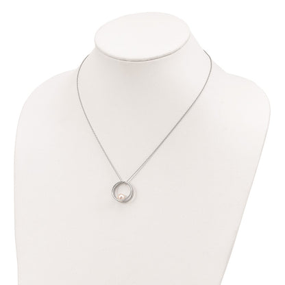 Sterling Silver Rh 7-8mm White Round Fwc Pearl Necklace
