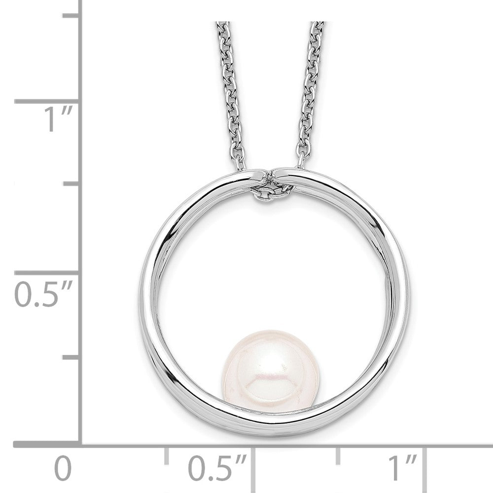 Sterling Silver Rh 7-8mm White Round Fwc Pearl Necklace