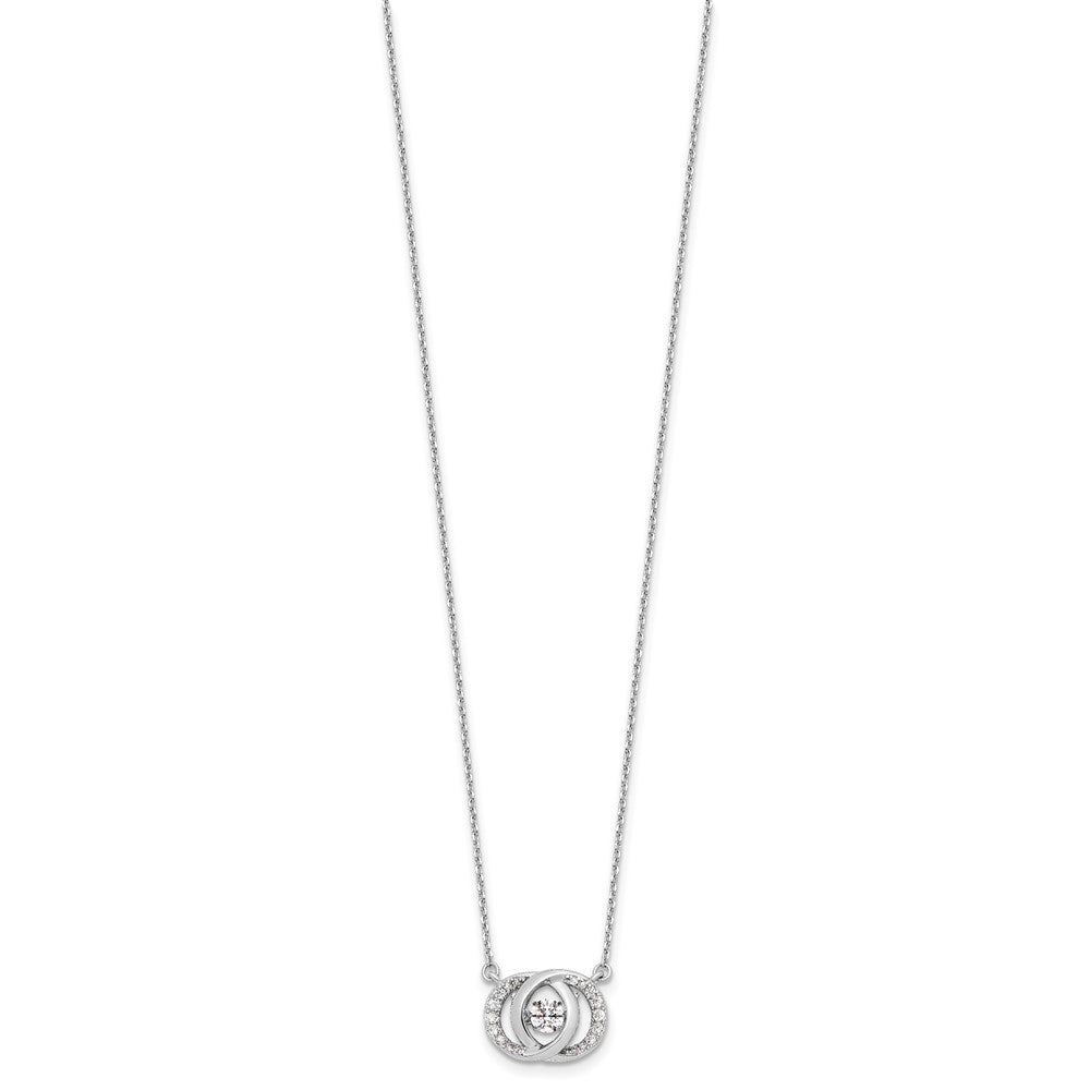 Sterling Silver Platinum-Plate Cz W/Two 1In Ext. Necklace