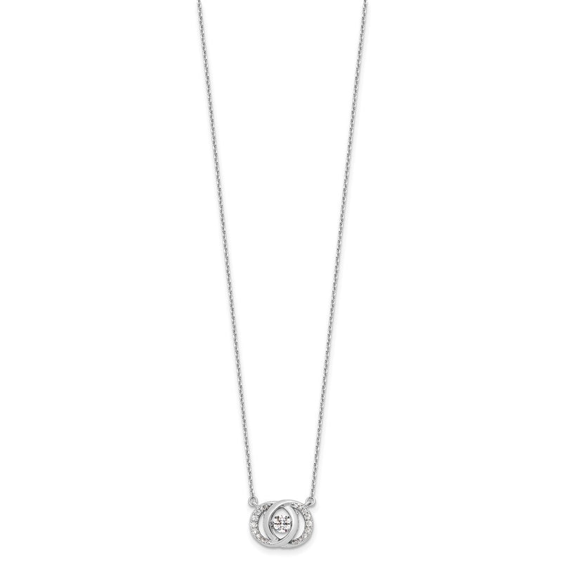Sterling Silver Platinum-Plate Cz W/Two 1In Ext. Necklace