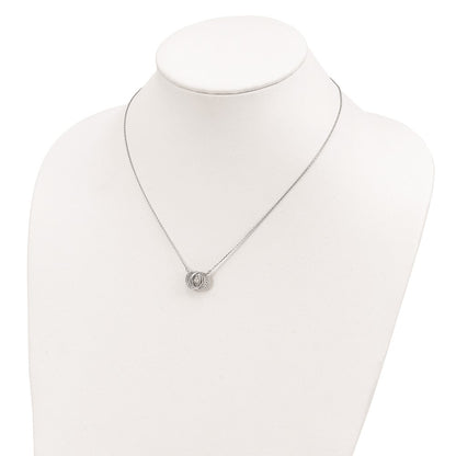 Sterling Silver Platinum-Plate Cz W/Two 1In Ext. Necklace