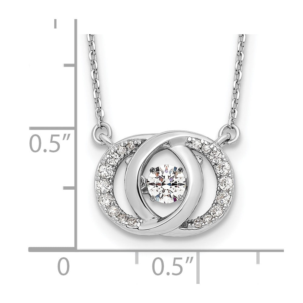 Sterling Silver Platinum-Plate Cz W/Two 1In Ext. Necklace