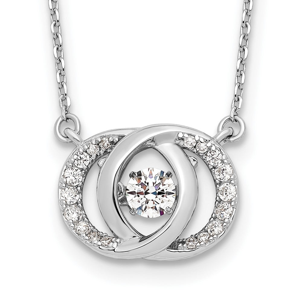 Sterling Silver Platinum-Plate Cz W/Two 1In Ext. Necklace