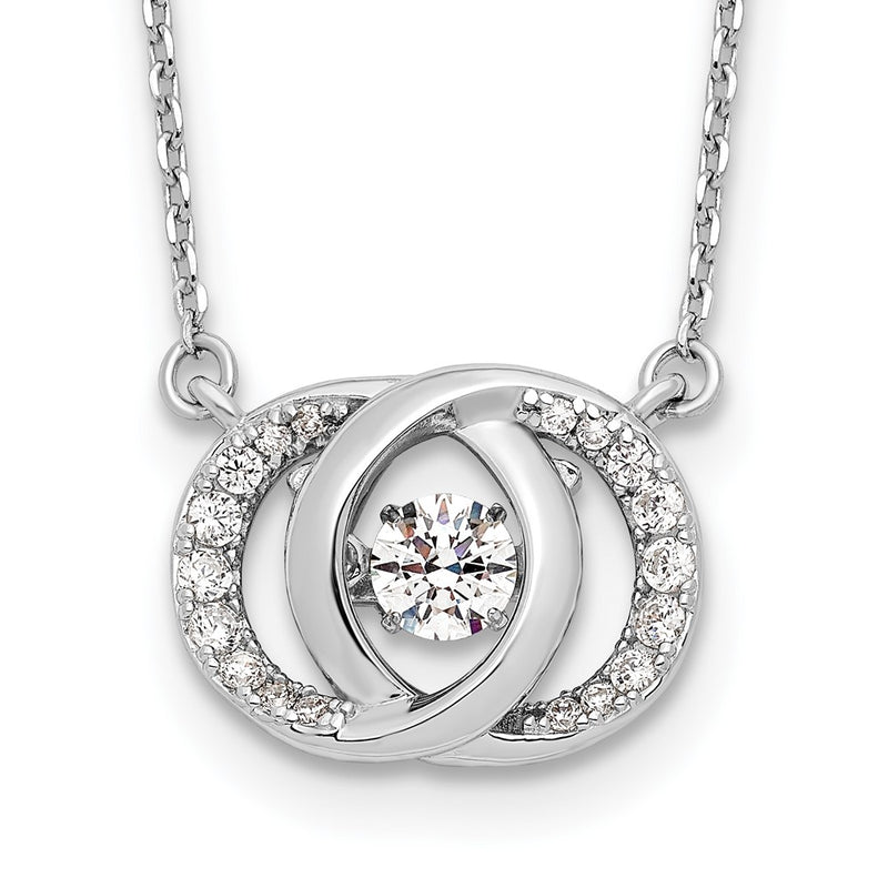 Sterling Silver Platinum-Plate Cz W/Two 1In Ext. Necklace