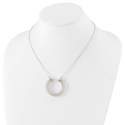 Sterling Silver Polished Mesh Hoop Necklace