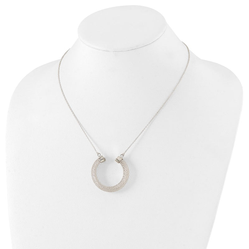 Sterling Silver Polished Mesh Hoop Necklace