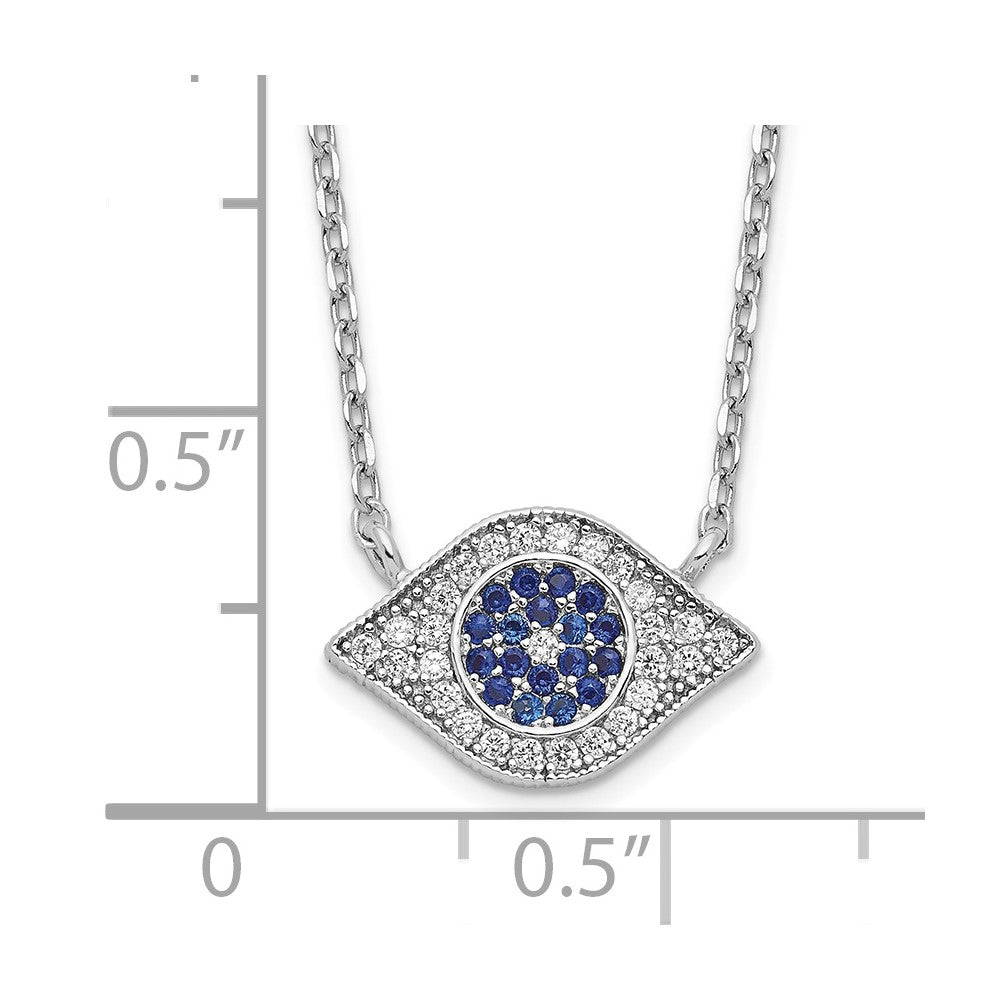 Sterling Silver Rhodium-Plated Polished Cz Eye 17 Inch Necklace