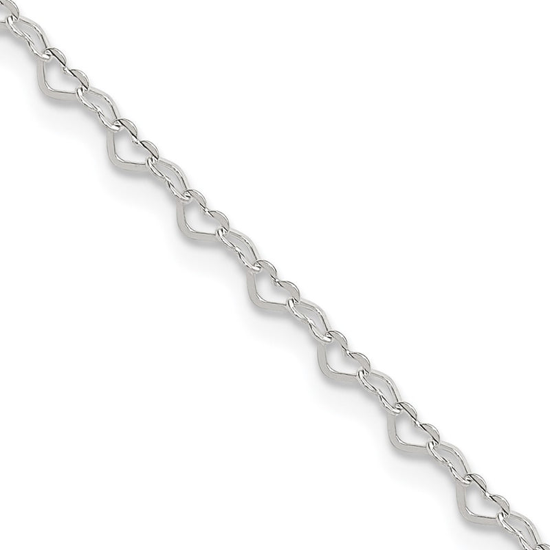 Sterling Silver Heart Charm 9In Plus 1In Ext. Anklet