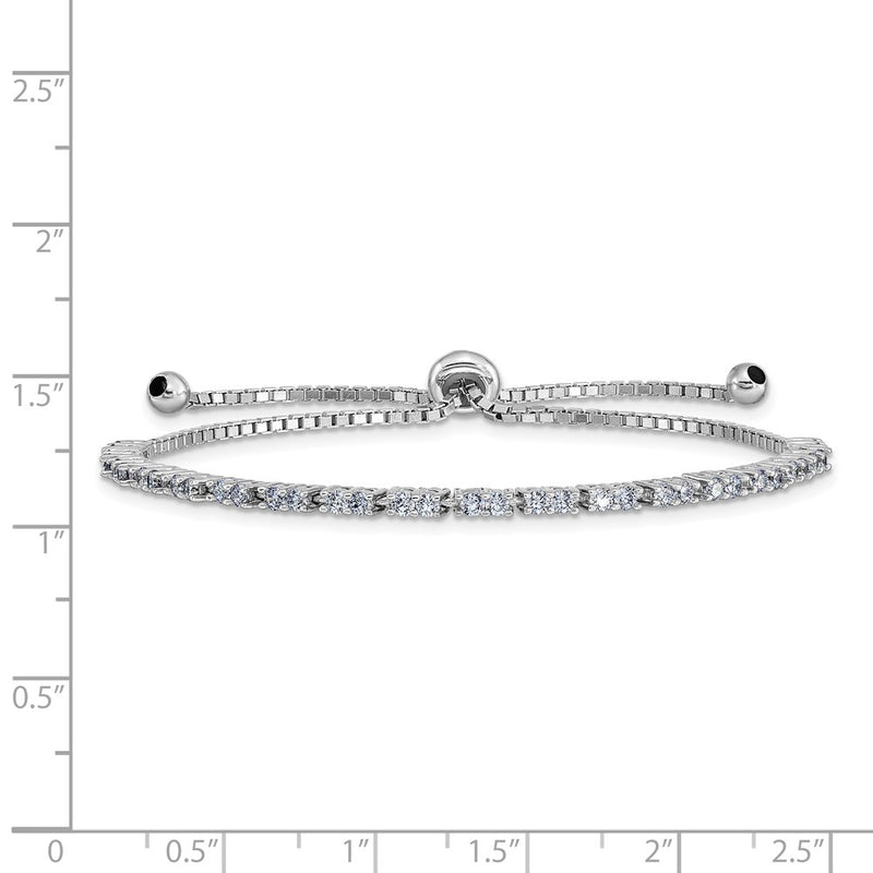 Sterling Silver Rhod-Plated June Lavender Cz Adjustable Bracelet