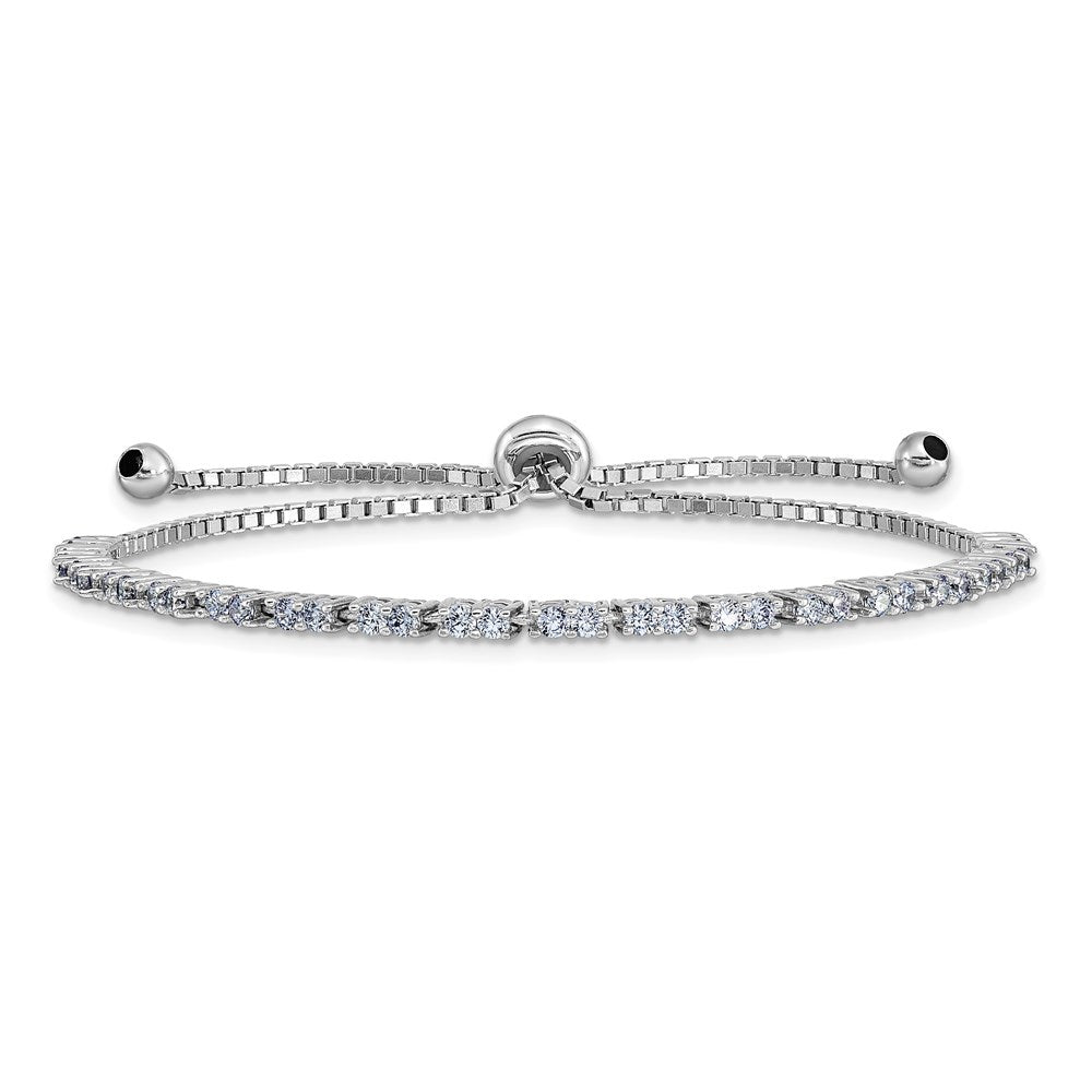 Sterling Silver Rhod-Plated June Lavender Cz Adjustable Bracelet