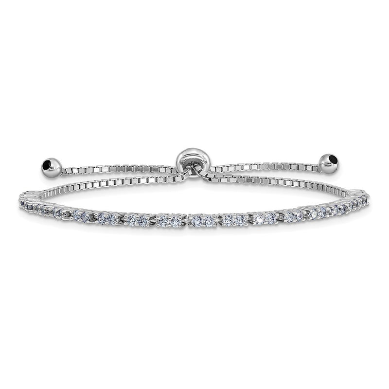 Sterling Silver Rhod-Plated June Lavender Cz Adjustable Bracelet