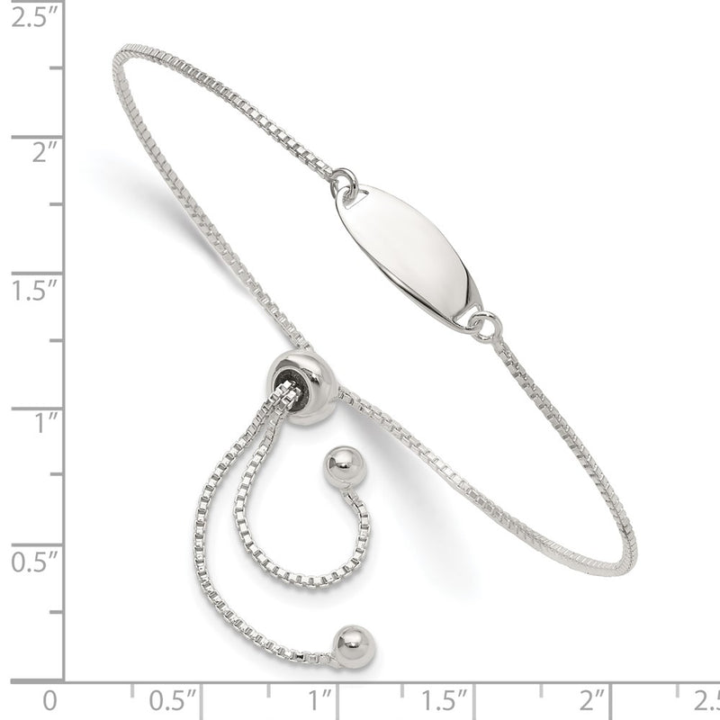 Sterling Silver Polished Bar Adjustable Bracelet