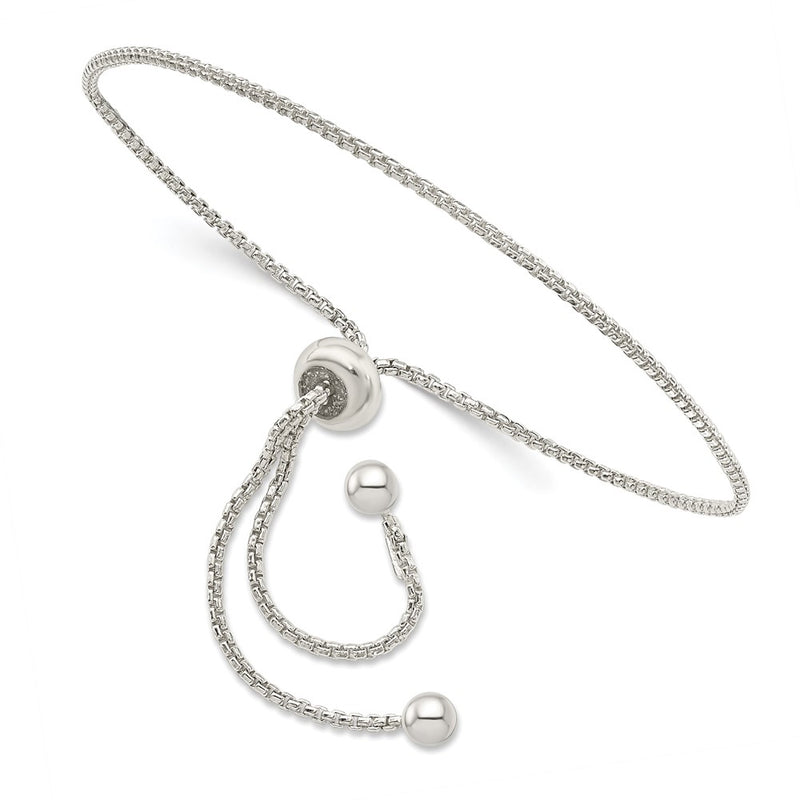 9.25 Inch Sterling Silver Adjustable Bracelet