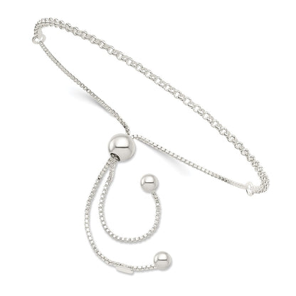 9.25 Inch Sterling Silver Adjustable Bracelet