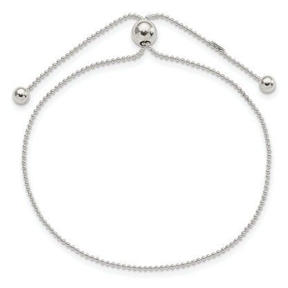 9.25 Inch Sterling Silver Beaded Adjustable Bracelet